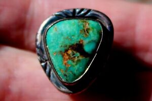 Gorgeous Small Old Pawn Navajo Sterling Silver & Turquoise Stone Ring SIZE 5
