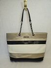 Kenneth Cole Reaction Tote Bag Chain Strap Colorblock Silver Black White
