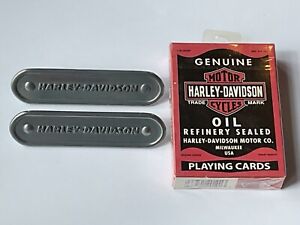 Vtg NOS Harley Davidson Genuine Gas Tank Emblems & Sealed 2010 Playing Cards