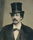 New ListingAntique Tintype Photo - Dapper Young Mustache Man Wearing Top Hat Gay Int