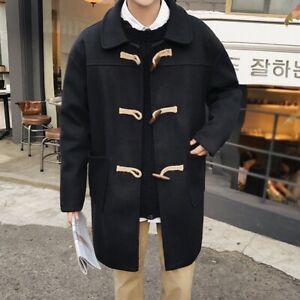 Men's Faux Wool Overcoat Jacket Mid-Long Trench Coat Loose Fit Outwears  Outwear