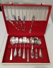 Silverplate Lot of 37 Serving Utensils Forks Spoons with case