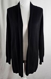 Magaschoni Womens Open Cardigan Black Pure Cashmere Medium