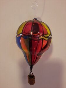Vintage Art Glass Multi-color hot air balloon ornament