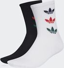 Adidas Men's Trefoil Cuff Crew Socks 2 Pack Black White (US 7-8.5   EU 40-42)