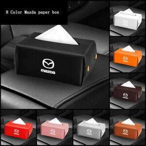 Leather Car Home Tissue Box Cover Napkin Holder Dispenser Accessories for Mazda