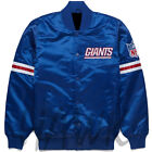 New York Giants Classic Blue Satin bomber varsity Jacket Embroidery Full-snap