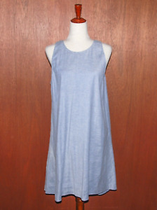 Theory Women's 10 Linen Viscose Blend Sleeveless Dress Blue