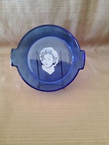 Vintage Shirley Temple Portrait Cobalt Blue Glass 5
