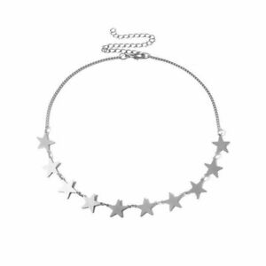 2021 Women's Star Pendant Choker Necklace Gold Silver Long Chain Jewelry Simple