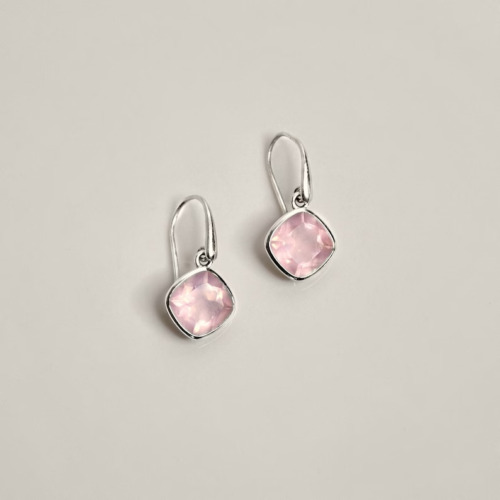 Rose Quartz Earrings, Pink Rose Quartz Earring Natural Gemstone Silver Earrings