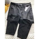 Black Ripped Knee High Waisted Mom Jeans No Boundaries size 19 washed never worn