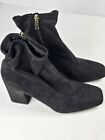 Liz Claiborne Lc Karter Leather Ankle Booties Zip Up Boots Heel Black Sz 9.5M