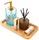 Bamboo Vanity Tray, Bathroom Counter Tray,  Rectangular Wood Toilet Countertop O