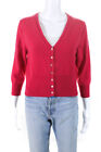 Pure Collection Womens Cashmere Buttoned V-Neck Ribbed Hem Cardigan Pink Size 12