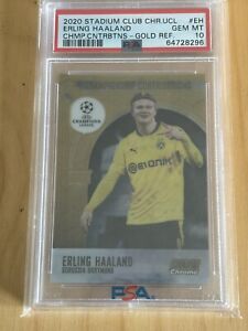 2020 Topps SCC Erling Haaland Championship Contributions 9/50 Gold PSA 10 1/1