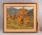 Antique GERTRUDE GARDNER Connecticut Autumn Fall Landscape Oil Painting, NR