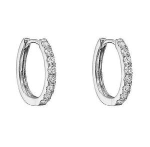 Natural Diamond Huggie Hoop Earrings set in Solid Sterling Silver