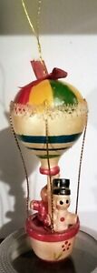 vintage wooden hot air balloon christmas ornament