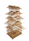 Chinese Bamboo Bird Cage 3 Tier Pagoda Hanging 28” Tall x 15 x15” Asian Vintage