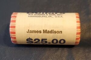 2007 James Madison Golden Presidential Dollar Coins $25 Unc. BU Bank Roll *103*