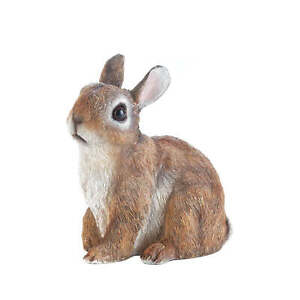 Adorable Brown Polyresin Sweet Little Sitting Bunny Rabbit Garden Statue