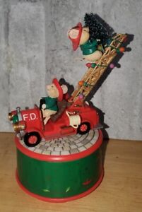 Enesco Christmas Music Box Mice Firefighters (H3)