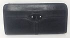 Fossil Maddox Large Wallet Corner Zip Around Black Pebble Leather Credit Card