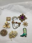 Mixed Lot Of Costume Jewelry Brooches