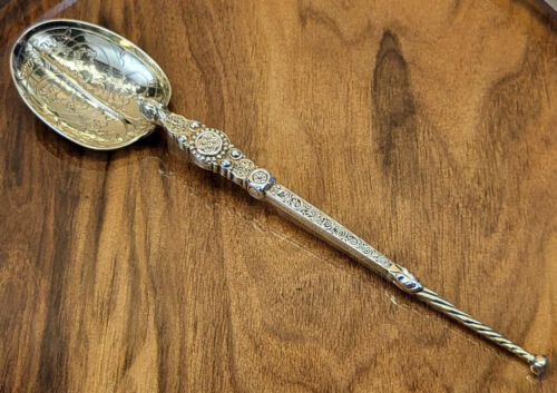 1901 Elkington & Co Birmingham Silver-Gilt Edward VII Coronation Spoon 3.4 ozt