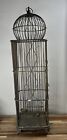 3 foot Hanging Antique Brass Wire Canary Bird Cage Gorgeous w/ Swing, Feed Bowls