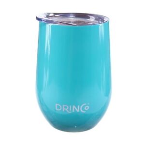 Drinco Stainless Steel Wine Glass Vacuum Insulated Tumbler With Lid 12 oz