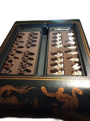 Antique 19th Century Chinese Games Box Dragon & Phoenix Hand Painted