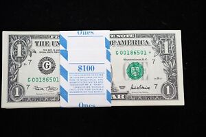 New ListingRare 2001 100-Note Strap of $1 Chicago STAR NOTES All UNC Sequential