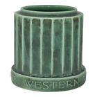 New ListingRookwood 1934 Vintage Art Pottery Green Western and Southern Legion Ceramic Jar