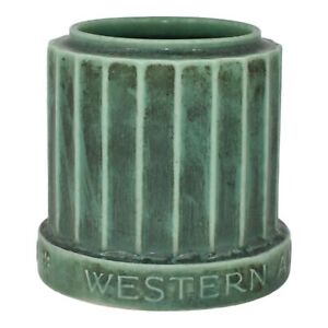 Rookwood 1934 Vintage Art Pottery Green Western and Southern Legion Ceramic Jar