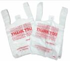 QTY 100 THANK YOU T-Shirt Bags 11.5x6.5x22 White Plastic LARGE GROCERY