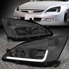 [LED DRL]FOR 2003-2007 HONDA ACCORD SMOKED HOUSING CLEAR SIDE HEADLIGHT/LAMP SET (For: 2007 Honda Accord)