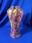 Czech Art Glass Vase Multi-colored Spatter, Baluster Form, 10 7/8
