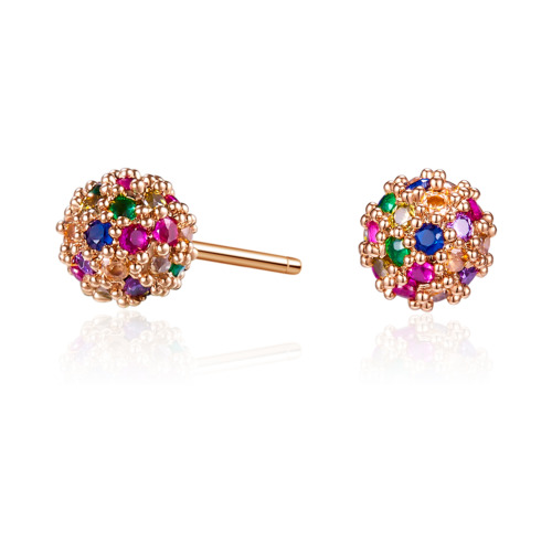 Buyless Fashion Girls Multicolored Half Ball Stud Earring Surgical Steel Crystal