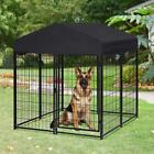 Outdoor Dog Playpen Large Cage Pet Metal Fence Kennel w/Waterproof Cover Roof