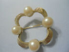 Vintage Gold Tone Faux Pearl Pin Brooch Beautiful Gift