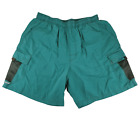 Speedo Swim Trunks Shorts sz L Men Teal Green Lined Cargo Pockets 8