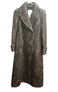 Massimo Dutti Alpaca Blend Trench Pea Coat Jacket Long Lined Buttons Maxi 4 S