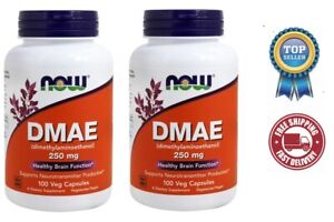 Now Foods DMAE 250 mg, 100 Vegetarian Capsules 2 Packs