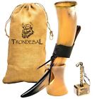 Trondebal Large Viking Drinking Horn with Stand 15-20 Oz Natural Ox Horn | Co...