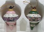 Set of 2 Lena Liu FLORAL INSPIRATIONS Heirloom Porcelain Ornaments Butterfly Top