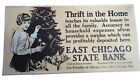 EAST CHICAGO STATE BANK XMAS LADY 1920S TROLLEY CARD PAPER SIGN RARE AD ANTIQUE
