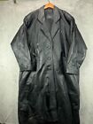 Vintage COMINT Leather Trench Coat Womens 3X Long Duster Jacket Black Leather