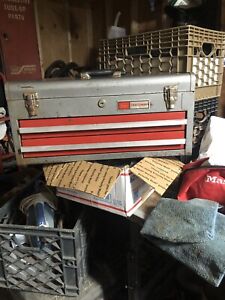 Vintage Craftsman Gray Tool Box With 2 Red Drawers W/ Keys